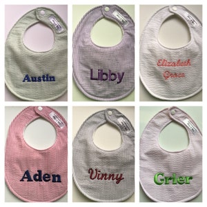 Personalized Seersucker Baby Bib