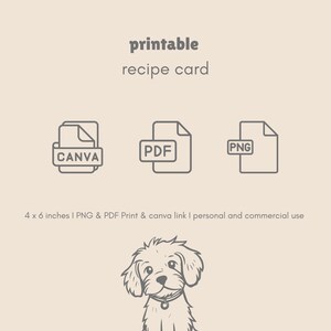 Bewerkbare receptkaartsjabloon I Receptkaarten Direct downloaden I Gepersonaliseerde receptkaart I Minimalistische receptenkaart afdrukbaar I Girls Night