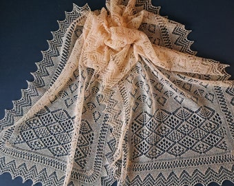 Little Secret, A fine knitted lace rectangle shawl PATTERN PDF