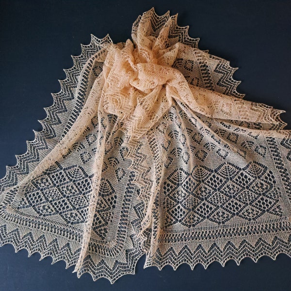 Little Secret, A fine knitted lace rectangle shawl PATTERN PDF
