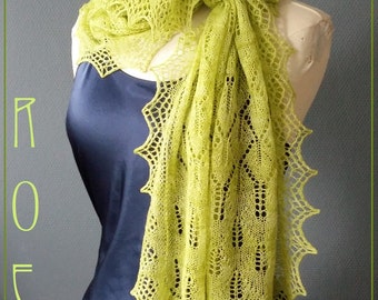 Roe, knitting pattern PDF for a rectangle lace shawl