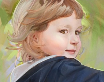 Hand-Drawn Digital Portrait from Photo: Personalized Digital Painting (ONE PERSON PORTRAIT - Digital File Only)