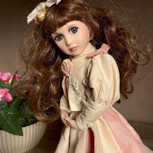 rare vintage designer Franklin Heirloom porcelain doll from SPRING COLLECTION, limited edition