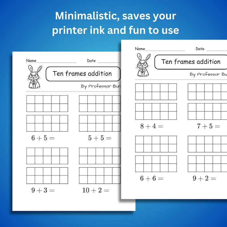Printable Ten Frames Addition Math Problems Worksheets for Kindergarten ...