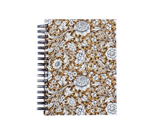 brown A5 Sketch Book Renaissance Flowers