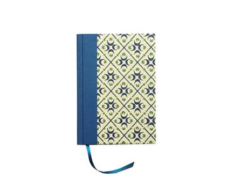 Small Day Planner 2023, blue green Moon Dot pattern, DIN A6 Diary with one page per day