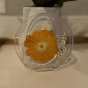 Wedding Flower Resin Coaster | Orange, White Resin Pressed Floral Coaster | Real Flowers | Made to Order | Gift for Her | Bridal Bouquet