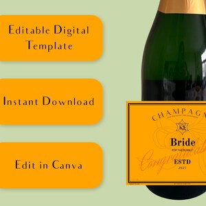 Personalisierte Braut Braut Braut Label Orange Veuve Clicquo | Bearbeitbare digitale Datei bereit zur Bestellung | Sofortdownload | Hochzeit Verlobung Bach Geschenk