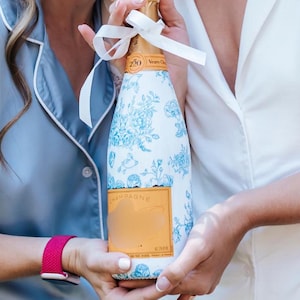 Blue Custom Champagne Bottle | Decorative Painted Wedding Champagne | Special Occasion Champagne Bottle Personalized Bridesmaid Gift