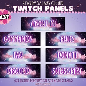 Animated Starry Galaxy Cloud Twitch Overlay Stream Panels, Twitch Panels, Starry, Cloudy, Cute Twitch Panels, Aesthetic, Galaxy Panels