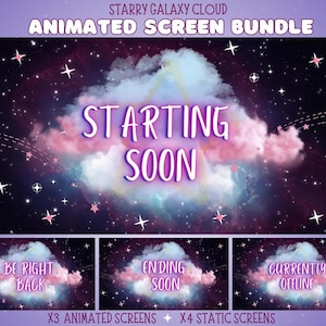 Animated Starry Galaxy Cloud Twitch Overlay Stream Package, Twitch Screen, Starry, Cloudy, Cute Twitch Overlay, Aesthetic, Galaxy Overlay