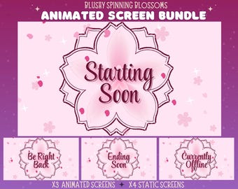 Pink Cherry Blossom Animated Twitch Overlay | Sakura Flower Stream Package (Digital Download)