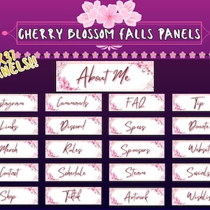 Animated Cherry Blossom Pink Twitch Overlay Stream Panels, Twitch Panels, Sakura, Cute Twitch Overlay Panels, Aesthetic, Flower Panels