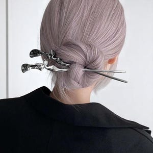 2025ゴールドシルバーメタルヘアスティック | レディースロングヘアピン | ミニマリストヘアアクセサリー | DIYアップヘアピン | 彼女へのギフト