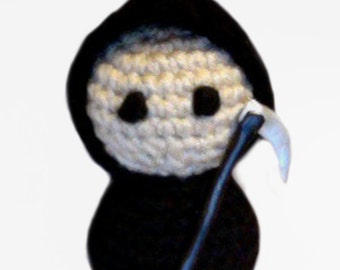 Grim Reaper Adorable Crocheted Tiny Handmade Goth Halloween Doll Novelty Toy