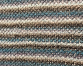 Blue Stripes Handknit Baby Blanket