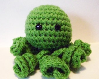 Green Octopus Amigurumi Crochet Toy Animal Doll Handcrafted Child Safe