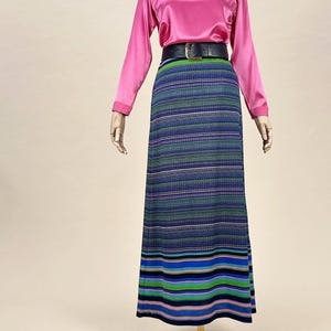 M / 70s Colorful Striped Long Skirt