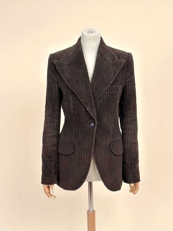 Dolce & Gabbana, XS/S | DOLCE & GABBANA – 1990s Brown Corduroy Fitted Blazer – Made in Italy