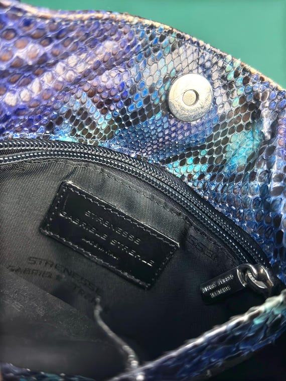 1990s Exotic Blue Python Leather Shoulder Bag - image 13