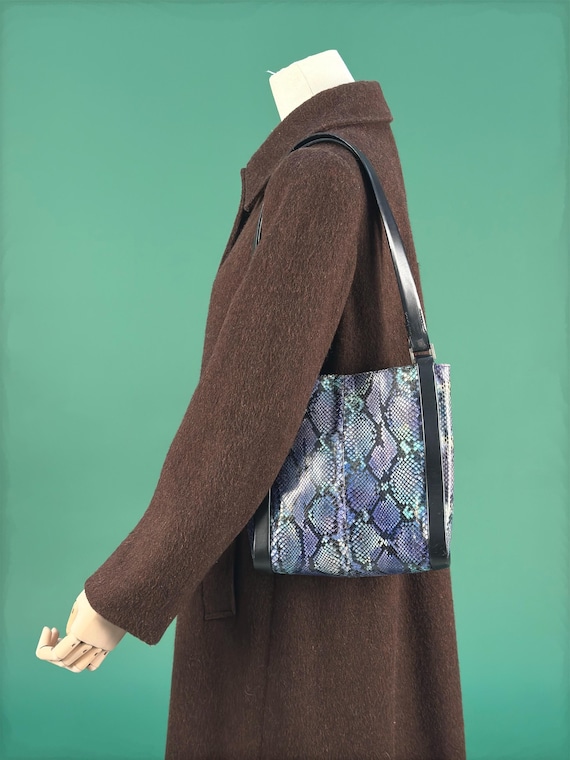 1990s Exotic Blue Python Leather Shoulder Bag - image 3