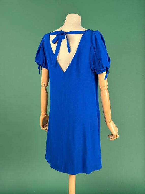 red valentino light blue dress Red Valentino - Blue dress with straw embroidery XR0VA21V6FK