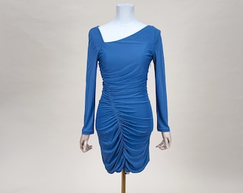 XS/S | VERSACE Early 2000s Ruched Asymmetric Mini Dress