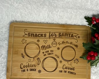 Laser Engraved Bamboo Santa Snack Board | Christmas Eve Serving Tray