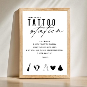 Tattoo station, wedding tattoo, wedding sign, temporary wedding tattoo, fun wedding tattoo, wedding party tattoo, tattoo bar, tattoo sign