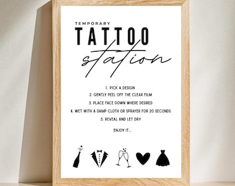 Wedding Tattoo Station Sign, Fun Temporary Tattoos