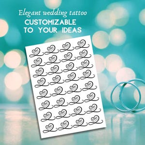 Custom Temporary Wedding Tattoo Set: Heart Design, Personalized Party Favor