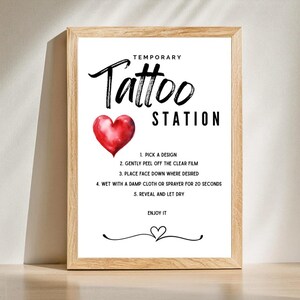 Tattoo station, wedding tattoo, wedding sign, temporary wedding tattoo, fun wedding tattoo, wedding party tattoo, tattoo bar, tattoo sign