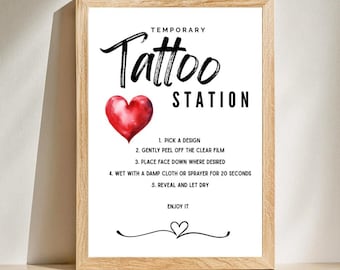 Placa para Estação de Tatuagens Temporárias de Casamento