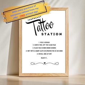 Tattoo station, wedding tattoo, wedding sign, temporary wedding tattoo, fun wedding tattoo, wedding party tattoo, tattoo bar, tattoo sign