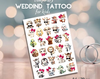Customizable Wedding Temporary Tattoo Set: Fun Party Favors, for Kids