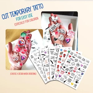 Cut temporary wedding tattoo, fun wedding tattoo, wedding party tattoo, wedding gift, wedding tattoo set, wedding bundle, wedding roles