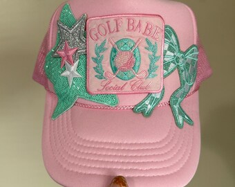 Golf Cart Sequin Patch Trucker Hat Cuban Chain Pink Gold Glam OTTO | Accessories | 2 Avett Brothers Hats | Poshmark main image 3