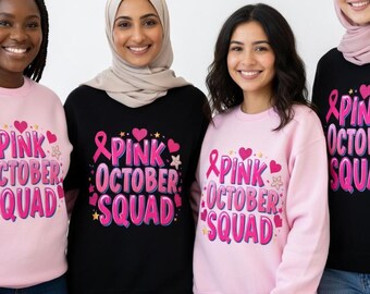 Sudadera de concienciación sobre el cáncer de mama: jersey de cuello redondo con lazo rosa