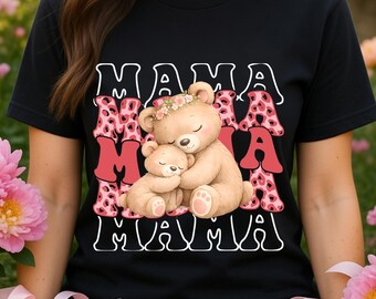Camiseta Mamá Oso para mujer / Camiseta linda para mamá y bebé / Regalo del Día de la Madre de parte de su hija / Regalo para mamá primeriza / Regalo para mamá / Camiseta para anunciar el embarazo