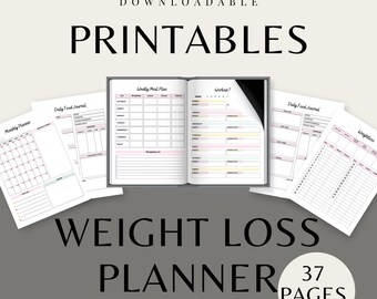 Planificador de pérdida de peso de 90 días (imprimible) / Rastreador de actividad física / Planificador de comidas / Diario de autocuidado / Planificador diario en PDF / Descarga digital