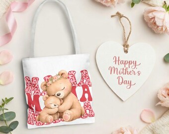 Bolso de mano Mama Bear / Lindo bolso de regalo para mamá / Bolso para el Día de la Madre / Regalo para baby shower de mamá primeriza / Bolso de lona Mama Bear / Regalo para mamá de parte de los niños
