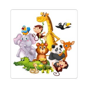 Cute Animal Kiss-Cut Stickers, Jungle Decor, Kid&#39;s Room Accessories, Fun Party Favors, Scrapbooking Supplies, Gift for Animal Lovers