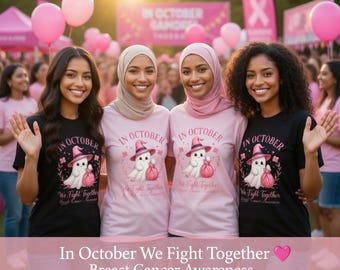 Camiseta de Halloween para concienciar sobre el cáncer de mama, Camiseta de fantasma rosa en octubre, Camiseta de lazo rosa para la temporada de Halloween, Regalo de apoyo para supervivientes
