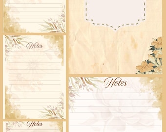 Papel de cuaderno vintage imprimible / Páginas rayadas digitales / Fondos para diarios basura / Descarga instantánea