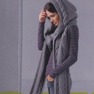 KNITTING PATTERN - Hooded Cable Scarf Boho Chic - Christmas/ Winter Fall Accessories Download - Great Price !!! English language