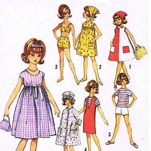 Sewing Pattern to fit dolls  11.5 in fashion dolls like Sindy/Tammy etc, Dress Tunic retro fashions   download