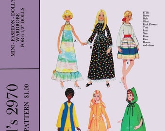 PDF Sewing Pattern  - Make a Wardrobe of Clothes Outfits for 5 to 6 1/2 inch dolls like Dawn, Glori, Posie & Donna Miniatures CHEAPEST