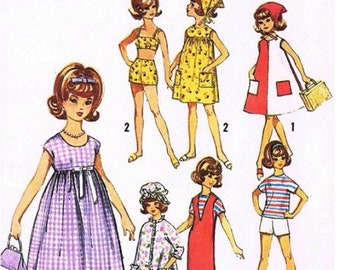 Sewing Pattern to fit dolls such as Tammy and other 11.5 in fashion dolls Dress Tunic retro fashions   download