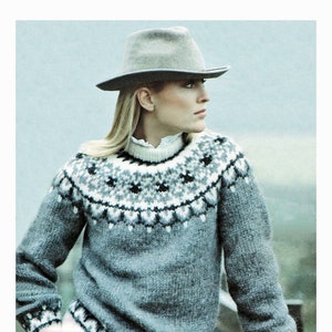 Knitting PATTERN Nordic Fair Isle Icelandic Sweater Ladies/Mens Traditional style 34-44 in chest finished ENGLISH only image 3
