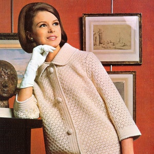 Instant Download PDF - Vintage Crochet Pattern Womens Coat - Small, Medium and Large sizes included